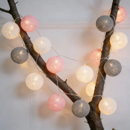 10/20LED String Lights Battery Cotton Balls Christmas Garland Fairy Light Novelty Lamp Chain for Home Wedding Party Decoration