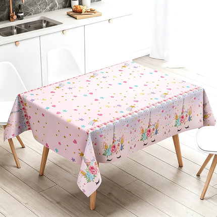 Disposable Waterproof Unicorn Party PE Tablecloth Perfect for Children's Birthday Bash Family Aatherings  Holiday Celebration
