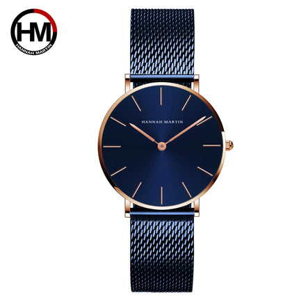 HANNAH MARTIN Women Watch Nordic Minimalist Japan Quartz Movement 3Bar Waterproof Women 36mm Full Rose Gold Dropshipping Watches