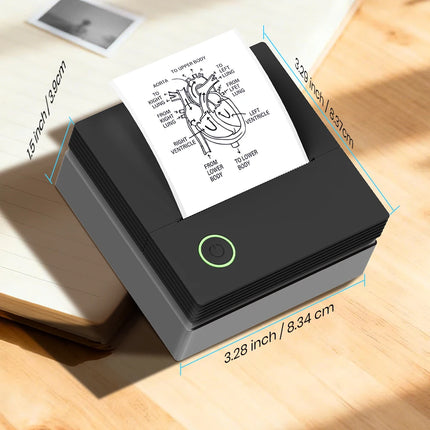 PM290CB Portable Thermal Printer, 2 Inch Portable Printer with 3 Rolls Paper- Instant Print, Compatible With Ios/Android Devices For Photos, Labels, Notes & More - Ideal For Thanksgiving, Christmas, Halloween Gifts & Study
