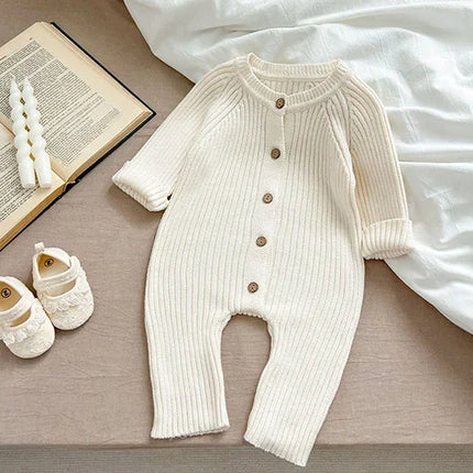 New Infant Baby Girls Knitted Jumpsuit Autumn Winter Children Knitted Clothes Long Sleeve Sweet Flower Rompers