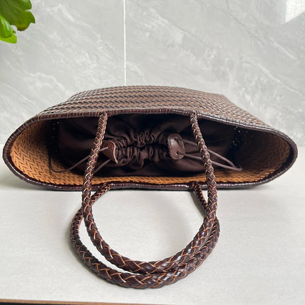 Handbags Women's Genuine Leather Shoulder Bag Weaving Casual Shopping Bag Vintage Big Tote Purse Cowhide Cross Hand Bags Lady