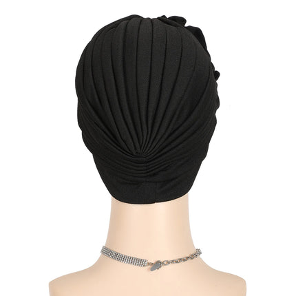 Pearls Beading Turban Cap for Women Flower Design Female Head Wraps Muslim Headscarf Bonnet Hairloss Hat Cover