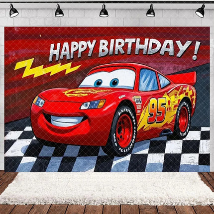 Cartoon Racing Mobilization Backdrop Boy Birthday Party Decoration Balloon Cake Background Photography Supplies Banner Prop