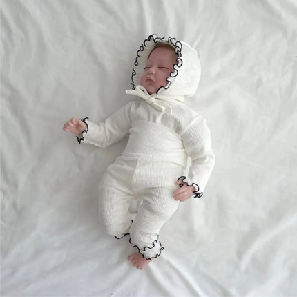 Autumn Winter Newbron Baby Rompers Solid Color Long Sleeved Belly Protection Homewear Baby Pajamas for Infant Kids