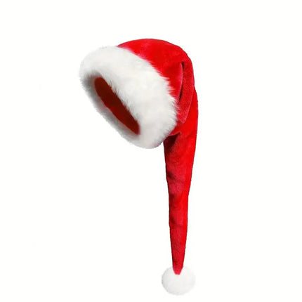 Unisex Extra-Long Velvet Santa Hat Soft Comfortable Thickened Style Christmas Holiday Accessory for Men And Women