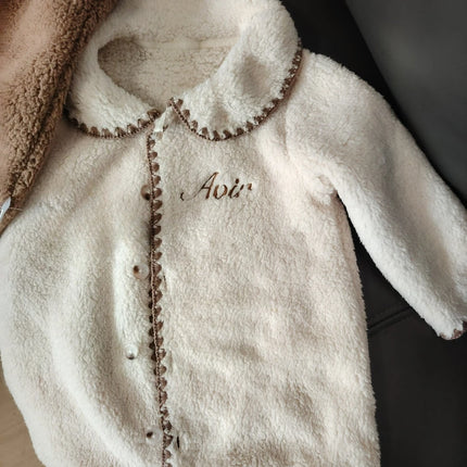Personalized Baby Romper Korean Autumn Winter Double Sided Velvet Jumpsuit Solid Color Climbing Jacket for Infant Kids