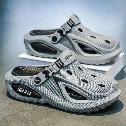Men's Summer Hollow-out Clogs Breathable Slip-on Sandals Casual Lightweight Non-slip Soft Sole Fashion Vacation Beach
