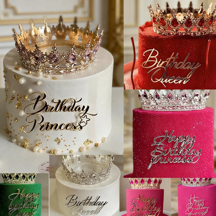 Princess Queen Theme Acrylic Cake Topper for Girls Sweet 16 Mitzvah Baby Shower Birthday Cake Decor Party Celebration Supplies