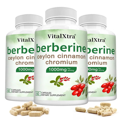 Berberine Capsules with Ceylon Cinnamon & Turmeric, Support Heart Health, Blood Sugar, Liver Function, Immune & Digestive Health