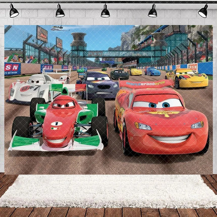 Cartoon Racing Mobilization Backdrop Boy Birthday Party Decoration Balloon Cake Background Photography Supplies Banner Prop