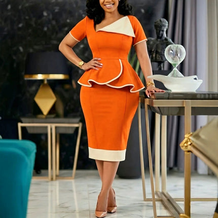 Mid Length Dress Women Dresses Sexy Vestidos Y2k Streetwear V Neck Short Sleeve Hip Wrap Elegant Ruffles Party Night Work Summer