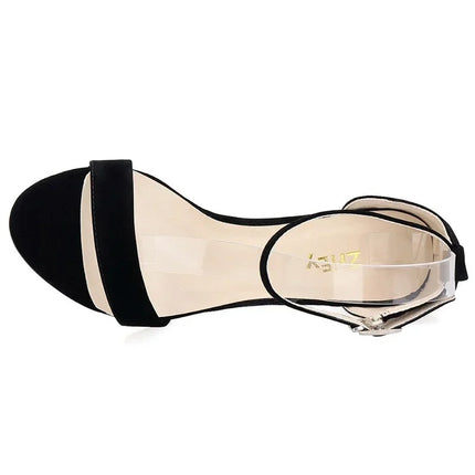 Women Sandals Pumps Open Toe Sexy Ankle Straps High Heels Summer Ladies Bridal Suede Thick Heel Office Party Dress Wedding Shoes