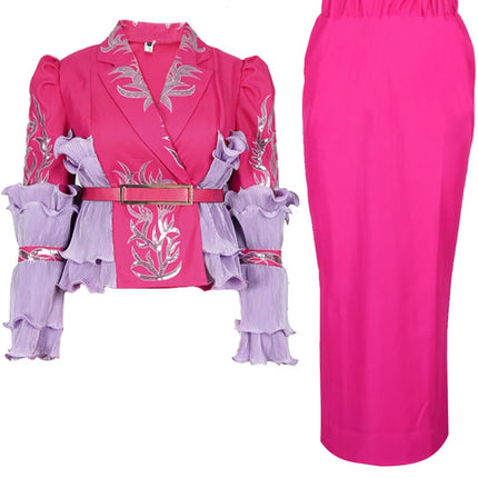 Luxury Party Evening Dresses For Women Ruffle Sleeve Tops And Skirt 2 PCS Set Africa Clothing Dubai Turkey Attire Birthday Gowns
