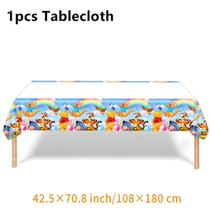 Winnie The Pooh Balloons Happy Birthday Banner Decoration Yellow Bear Party Supplies Backdrop Cake Topper Disposable Tableware