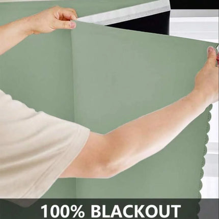 1pc 100% Blackout Curtain, Self-Adhesive No Drilling Required, Sunlight Blocking Heat Insulation Privacy Protection