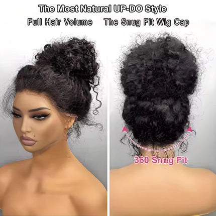 Invisi Strap HD 360 Full Lace Wig Human Hair 250 Density Pre Cut 360 Lace Front Wig Deep Curly Glueless Wig Human Hair Wig