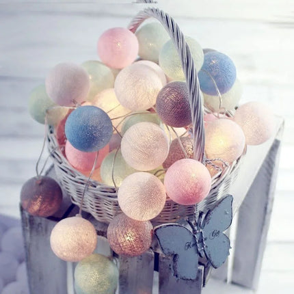 10/20LED String Lights Battery Cotton Balls Christmas Garland Fairy Light Novelty Lamp Chain for Home Wedding Party Decoration