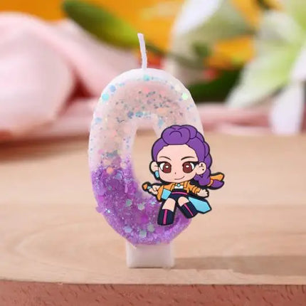 3 Style Cute Girl Group Hunter's Digital Candle Numbers 0-9 Kids Birthday Cake Decoration Cartoon Party Supplies Accessory