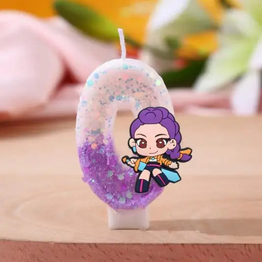 3 Style Cute Girl Group Hunter's Digital Candle Numbers 0-9 Kids Birthday Cake Decoration Cartoon Party Supplies Accessory