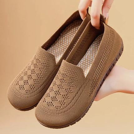 Basic 2025 Spring and Autumn Women's Mesh Perforated Flat Shoes Breathable Soft Soled Women's Work Shoes Ladies Shoes