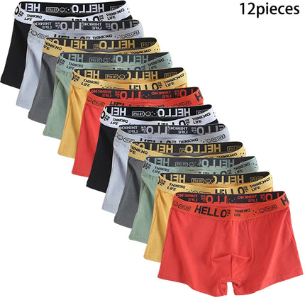 12Pcs Men's underwear Boxer Brief Plus size Cotton Panties Breathable Soft 40-130KG