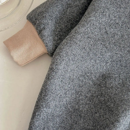 Winter Hooded Romper Long Sleeve Solid Color Jumpsuit For Infant Boys And Girls Knitted Long Playsuit