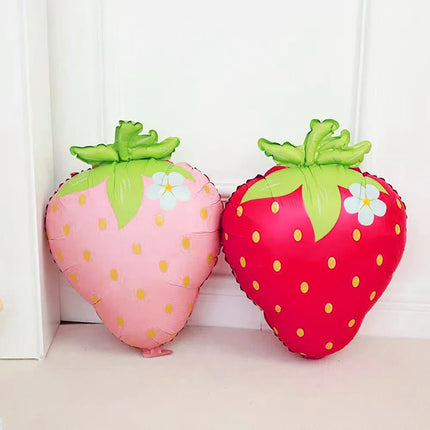 Strawberry Balloon Cute Sweet Foil Mylar Fruit Balloon Strawberry Themed Birthday Party Decoration Girls Kids Baby Shower Supply