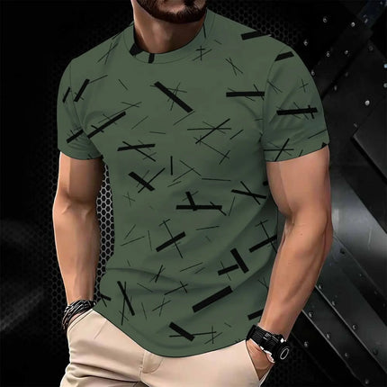 Men Print T Shirt Short Sleeve Crew Neck Casual Summer Fashion Tees Tops For Daily Outdoor Wear