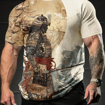 Harajuku Samurai T-Shirt For Men 2025 New Fashion Casual Men's T Shirt Short Sleeve Summer Anime Japanese 3d Printed Y2k Tops
