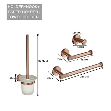 Brushed Rose Gold Brass Knurled Toilet Brush Holder Toilet Paper Holder Towel Bar Rail Rack Hanger Hook Soap Dish Hardware Set