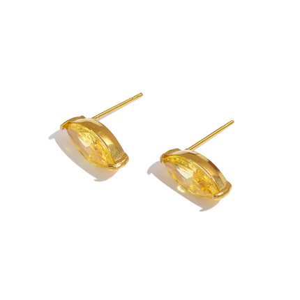Elegant Marquise AAA Cubic Zirconia Earrings, 316L Stainless Steel 18K Gold Plated, Hypoallergenic Daily Jewelry Gift for Her