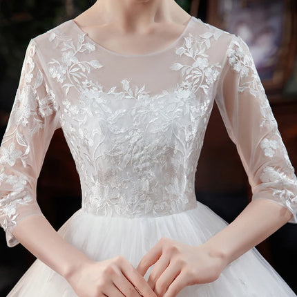 Luxury Customized Wedding Dress New Bride Large Size Long Sleeve Wedding Dresses Embroidery Lace Up Ball Gowns Vestido De Noiva