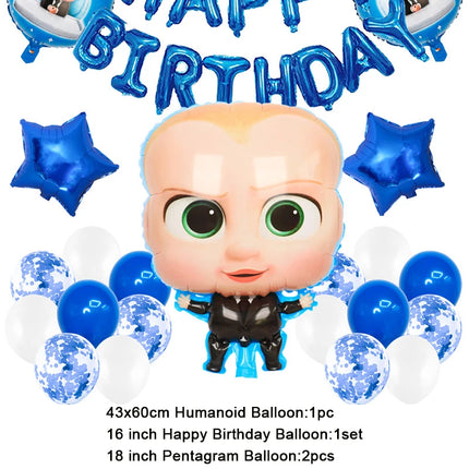 Baby B-BOSSED Birthday Theme Birthday Party Decoration Backdrop Family Cup Plate Napkin Balloons Baby Shower Supplies Kid Gift