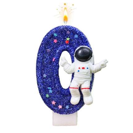 New 0-9 Number Birthday Candles original Starry Sky Astronaut birthday cake digital party anniversary candle decoration