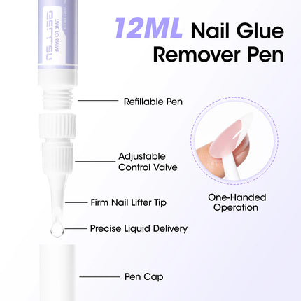 GELLEN Semi Solid Nail Glue and Remover Set Press on False Nail Acrylic Quick Dry No Lamp Needed Safe Gentle Non Acetone Formula
