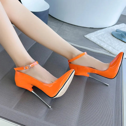 16cm Sexy High Heels Woman Pumps Heel Female Shoes Nude Pink Stiletto Office Woemn‘s Leather Shoes Size 46 Tacones De Tiras