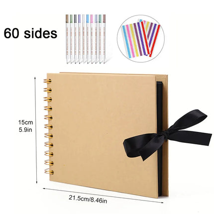 ZK20 80 Sides Black Memory Books DIY Craft Photo Albums Scrapbook Cover Kraft Album For Wedding Anniversary Gifts Memory Books
