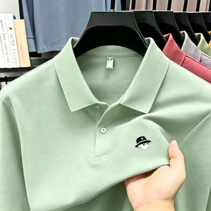 2026 Men's Summer High end Printed Golf Collar T-shirt Solid Color Breathable Office and Leisure High quality Men's Wear S-4XL