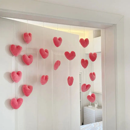 Bow Heart Shaped Curtain Partition Romantic Pink Tassel Door Curtain Living Room Divider String Partition Window Valance Decor