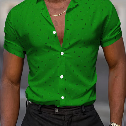 Summer Men's Short-Sleeve Shirt, Polka Dot Print, Wrinkle-Resistant, Business Casual Shirt, Ice Silk, Versatile and Popular Top