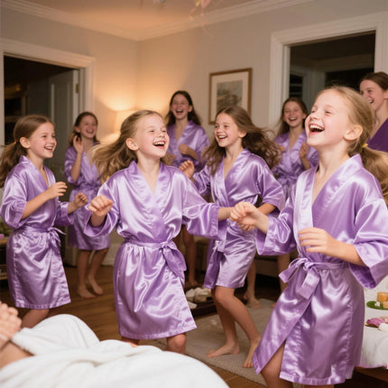 6/10/12Sets Spa Party Robes for Girls Kimono Girls Robe Gowns Kids Birthday Party Supplies Favors Sleepover Slumber Pajamas Part