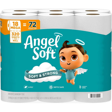 New Upgrade Facial Tissue Toilet Paper 18 Mega Rolls Equivalent to 72 Regular Rolls Soft Strong Bathroom Tissue