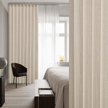 Folding Door Curtains Natural Blackout Pleated Door Curtains with Hooks for Door Way, Accordion Style Closet Door Curtains Wall