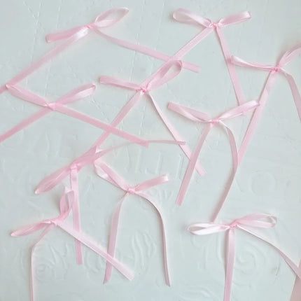 10Pcs Ribbon Bow Cake Toppers Pink Red Bow Cake Decor Love Couple Cake Topper Wedding Valentine's Day Dessert Decor Girl Favor