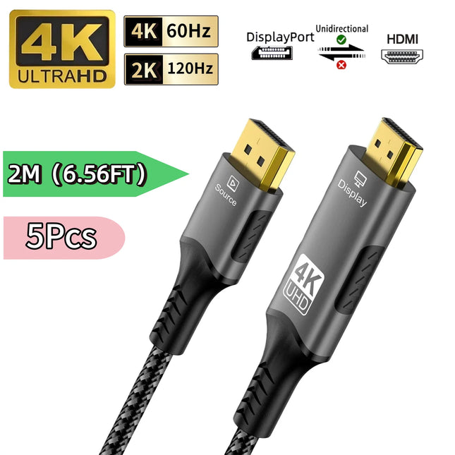 DisplayPort to HDMI Cable Uni-Directional DP 1.2 Computer to HDMI 2.0 Screen 4k@60Hz,1920x1200 Video&Audio for Dell HP Lenovo