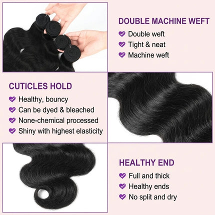14A Body Wave Bundles Human Hair Brazilian Hair Weave Bundles Natural Black Human Hair Extensions 3 4 PCS Bundles For Women