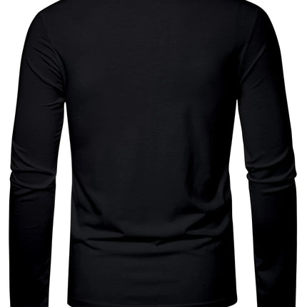 Men's 100% pure cotton loose and fashionable letter pattern printed sports and leisure round neck long sleeved T-shirt