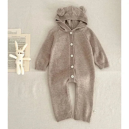 New Infant Baby Girls Knitted Jumpsuit Autumn Winter Children Knitted Clothes Long Sleeve Sweet Flower Rompers