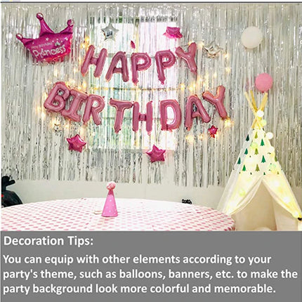 Cheap as a Party Metallic Tinsel Foil Fringe Curtains Backdrop for Birthday New Year Eve Party Photo Wedding Baby Shower Decor